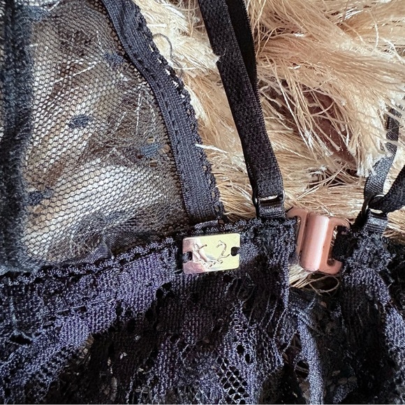 For Love And Lemons Black Lace Bra with Scalloped Edges - Picture 7 of 8